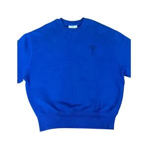 AMI Paris Alexandre Mattiussi Cotton Embossed Ami De Coeur Sweatshirt Blue